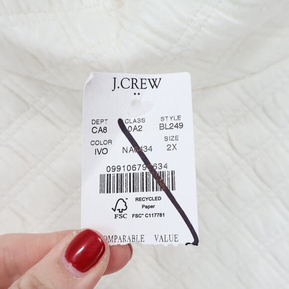 NWT J. Crew Factory Quilted Mockneck Pullover Sweatshirt In Ivory Size 2XL - Picture 8 of 8